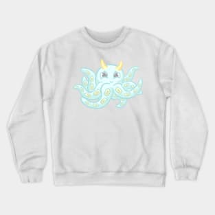 Cute Happy Blue Kawaii Octopus Cartoon Character Crewneck Sweatshirt